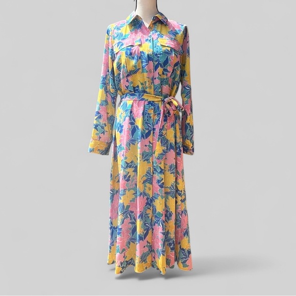 Nanette Lepore Dresses & Skirts - Nanette Lepore pink pastel long sleeve belted shirt dress